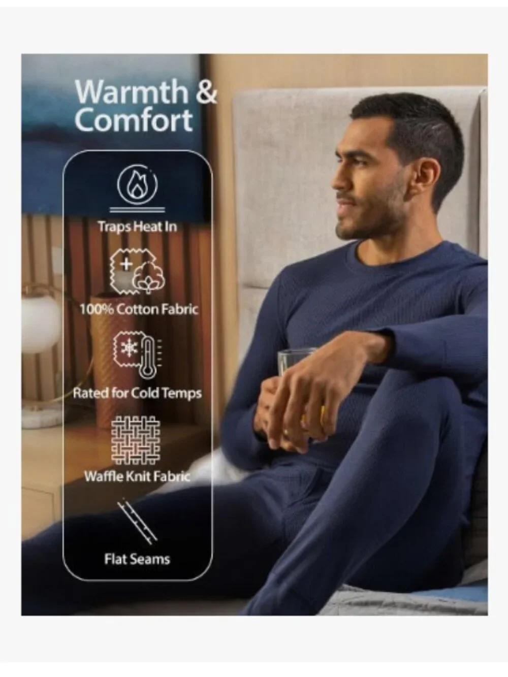 Indera Men's Heavyweight Cotton Waffle Long Johns Thermal Underwear Bottom - L
